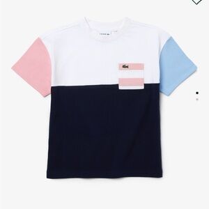 Lacoste Kids' Colorblock T-Shirt - White, Pink, Blue, and Black